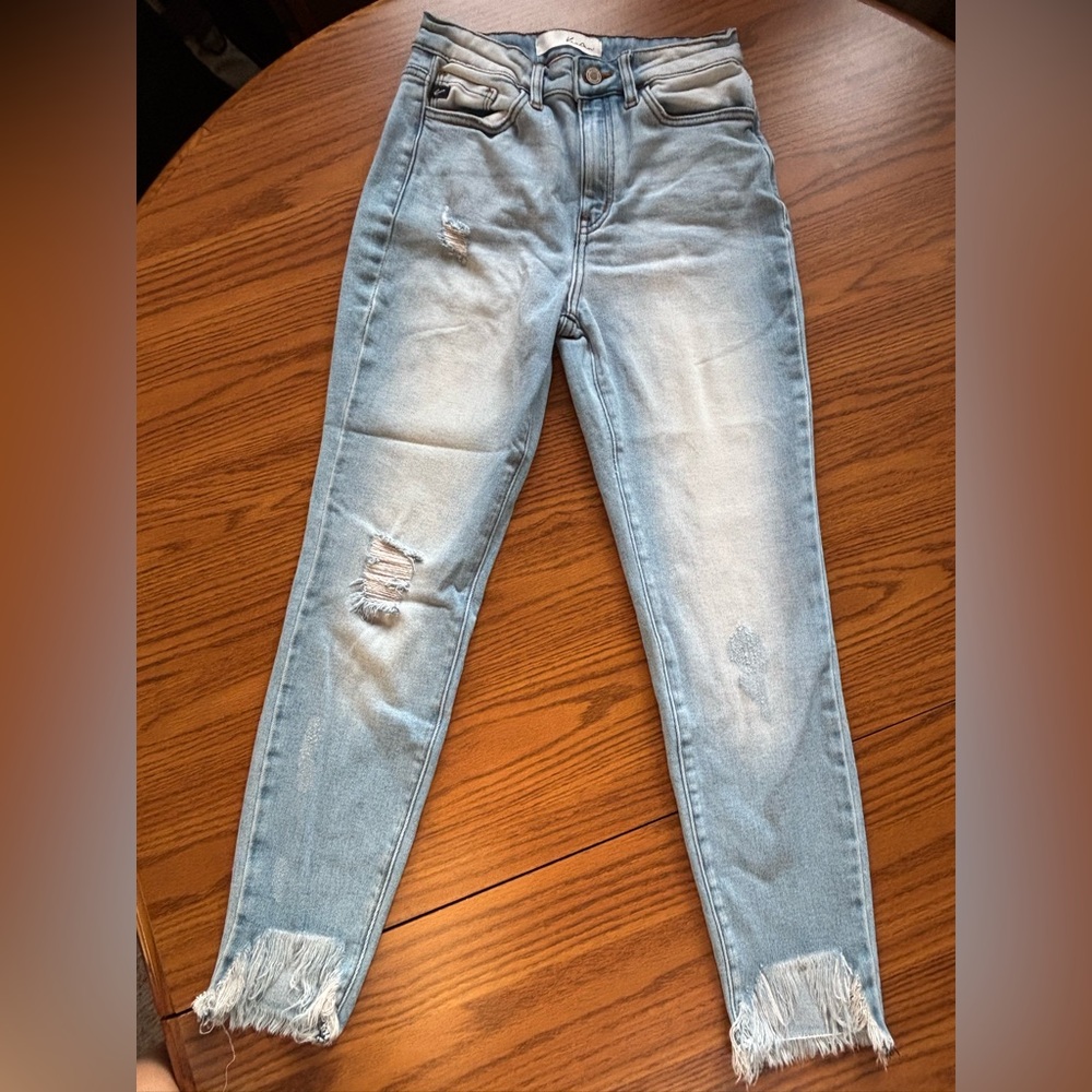 KanCan Light Blue Distressed Mom Jeans- Worn Once